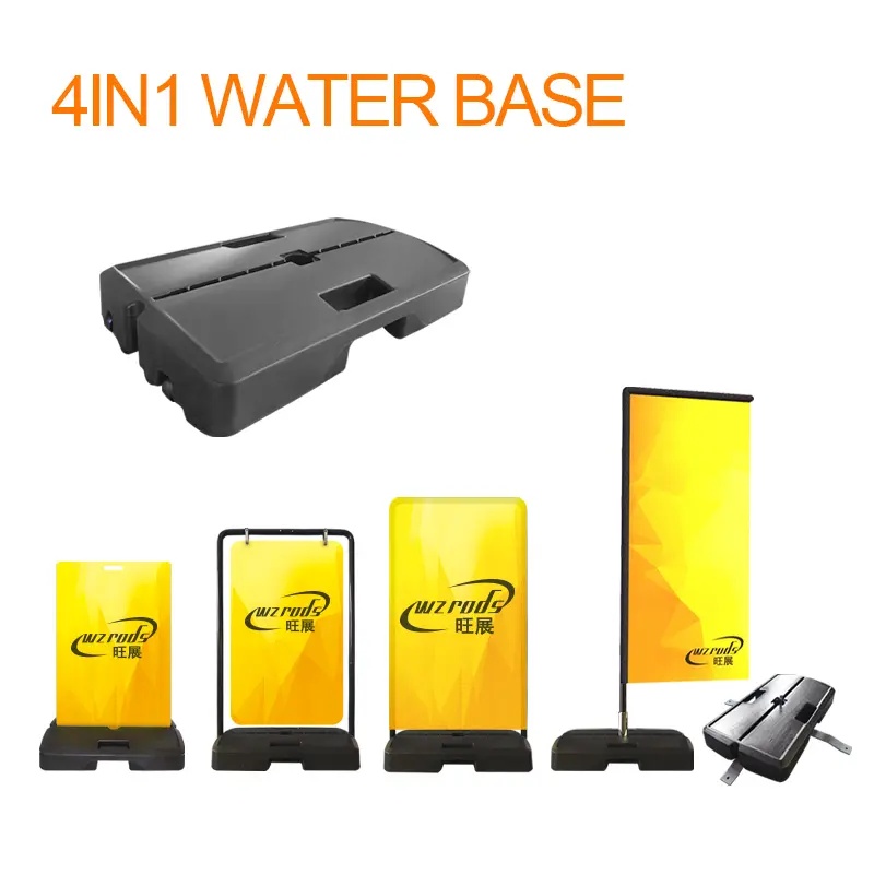 Modular water-filled base with wzrods-branded ACM panels (A1 size 594x841mm) for footpath signs and swing displays