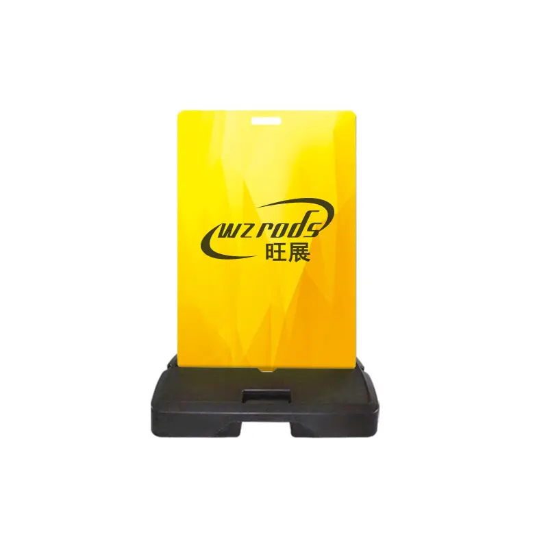 Double-sided ACM pavement sign (594x800mm) mounted on UV-resistant HDPE water base by WZRODS