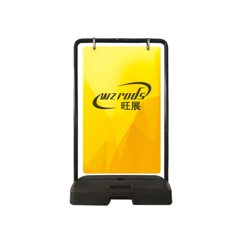 Swing sign display with engineered metal tube frame and A1-sized ACM panel on WZRODS water base