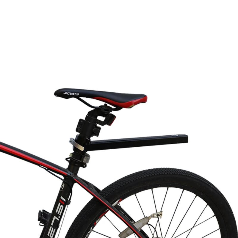 XDS bike seat with integrated flag bracket connection point XDS bicycle seat close-up: red-accented frame with bike flag bracket mount connection