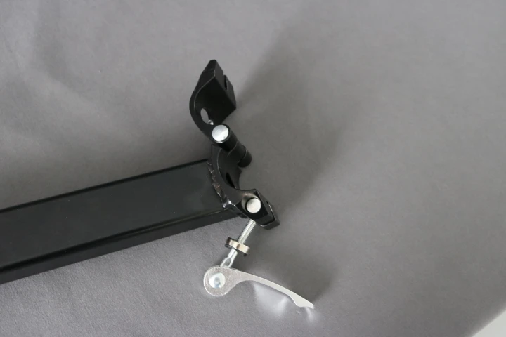 Durable bicycle flag mount with silver bolts and adjustable L-shaped connector