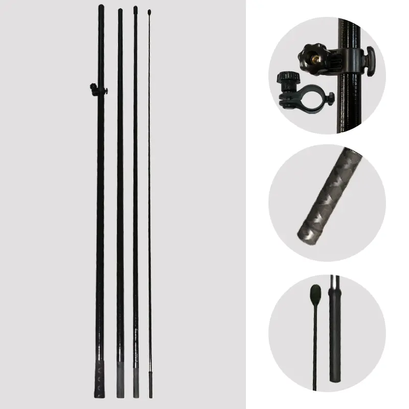 Modular carbon fiber flagpole system with quick-connect mechanisms and anti-slip base