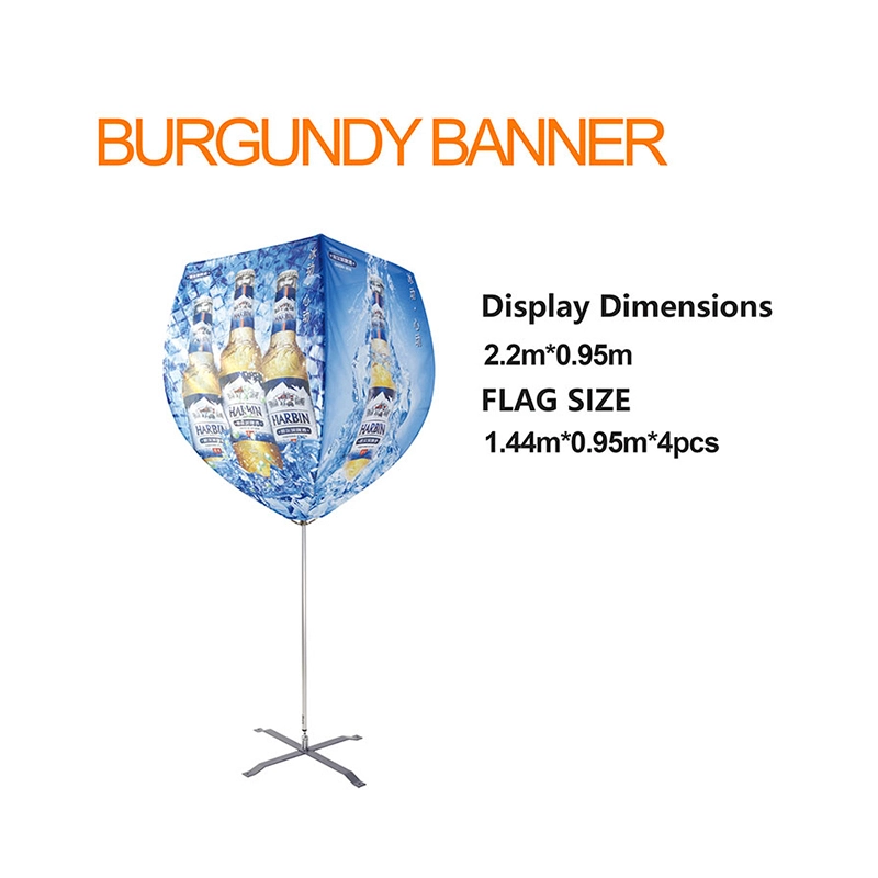 Burgundy Banner: 360° Rotating Advertising System