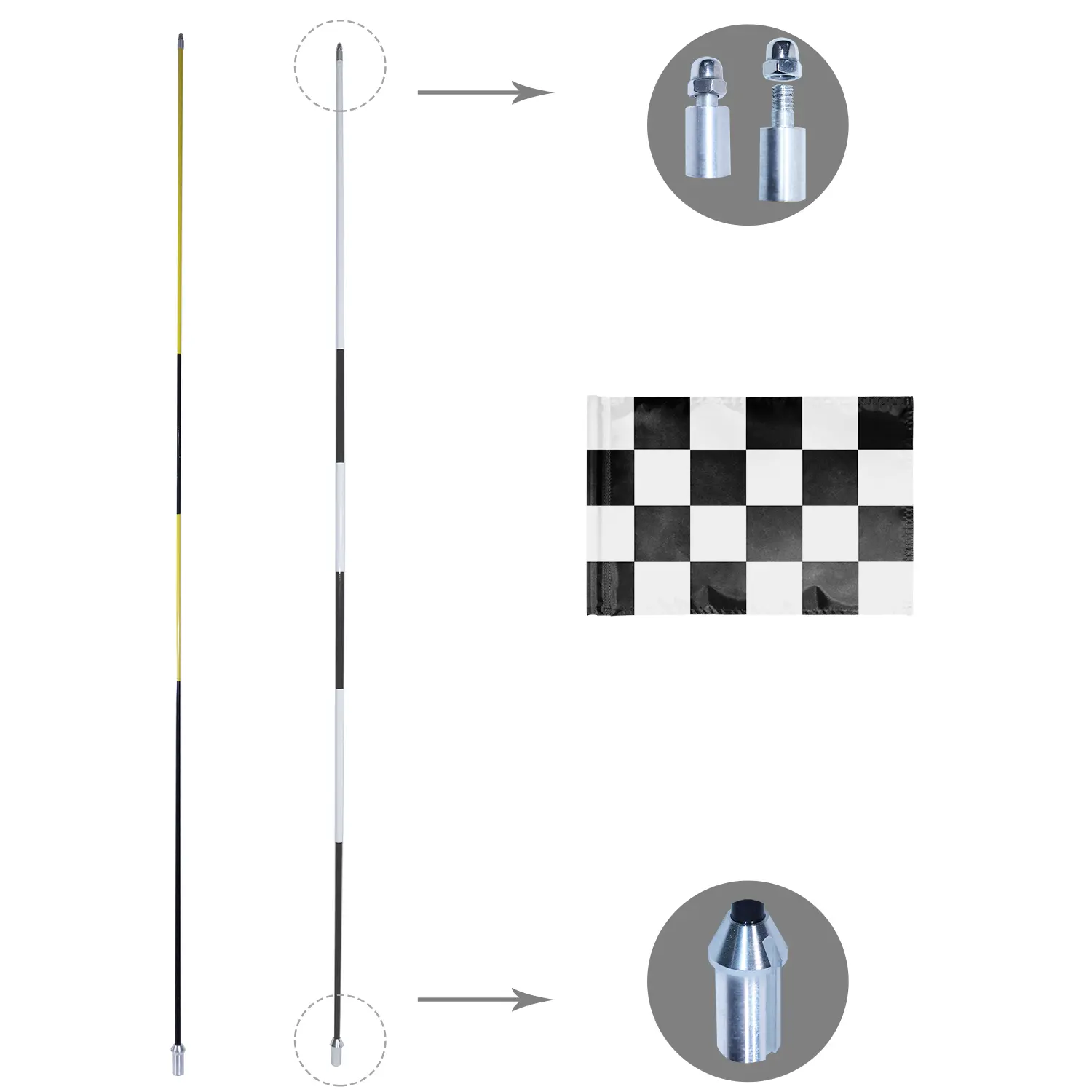 Black-and-white checkered golf tournament marker flag for course navigation – Wzrods sports event accessories