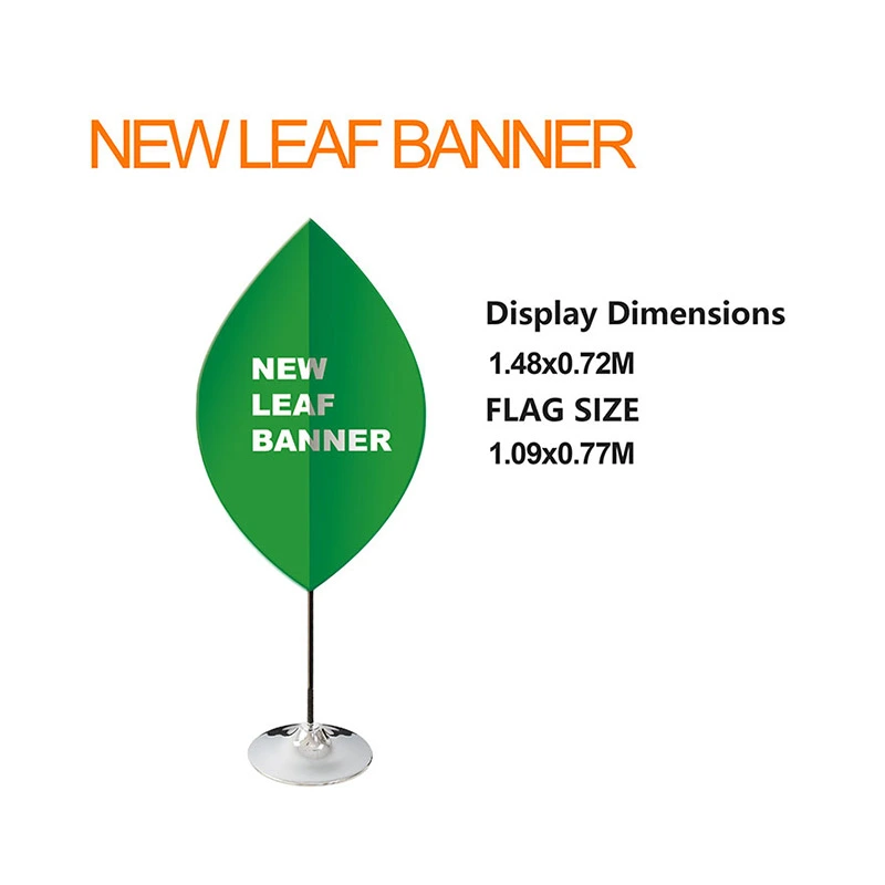 Compact Leaf Banner configuration - 1.09×0.77M display with weighted circular base for mall/exhibition installations