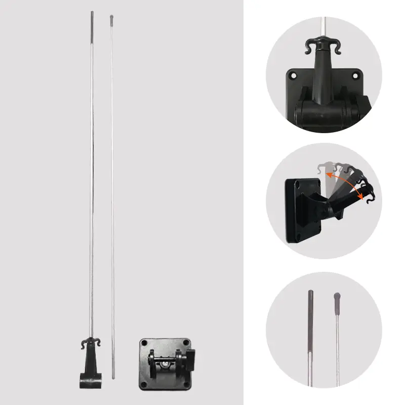 Carbon Fiber Flagpole and Magnetic Base with Adjustable Hook Mechanism | Durable Car Banner Hardware