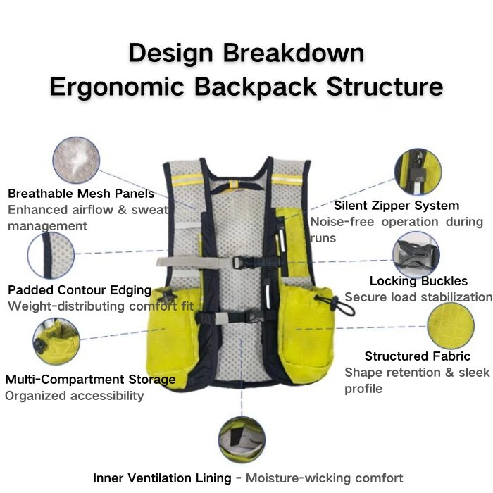 Ergonomic backpack design breakdown: silent zippers, multi-compartment storage, moisture control