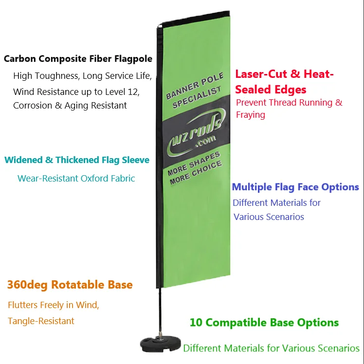 rectangle flags's advantage with plastic coated concrete base