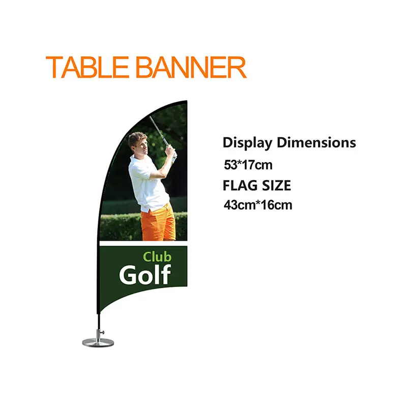 Table Banner Specification Table - Feather, Teardrop, Rectangle Flag Sizes and Pole Weights