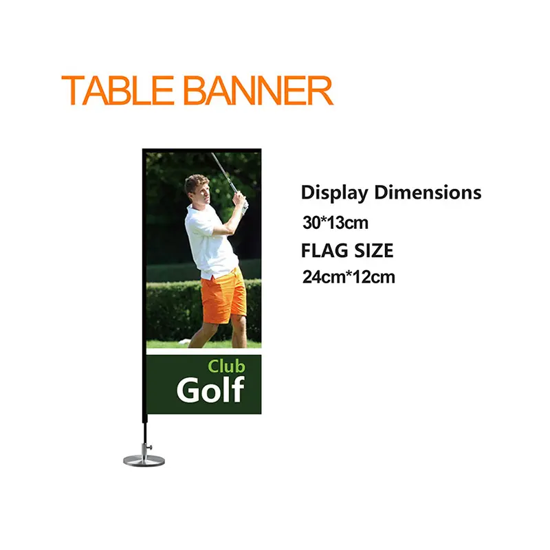 Golf Club Table Banner with Wind-Independent Design - 30x13cm Display Size for Countertops