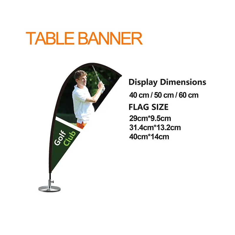 Portable Feather, Teardrop, Rectangle Table Banners with Lightweight Poles - Trade Show Displays