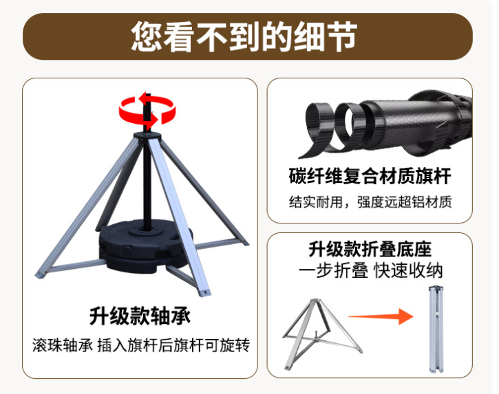 折叠底座底座细节，滚珠轴承，谈复合纤维，快速折叠