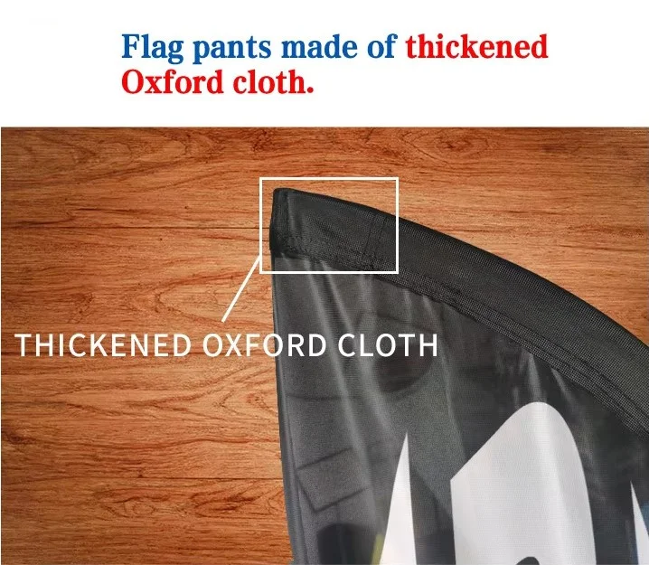 Close-up of reinforced sail flag sleeve made of thickened Oxford cloth for durability.