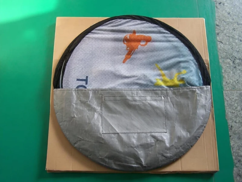 Packed pop up banner in shipping box with accessory pocket