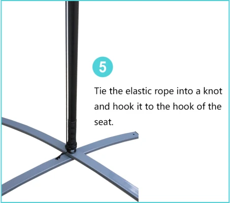assemble feather flag step 5 Securing bungee cord to base hook for stable flag display