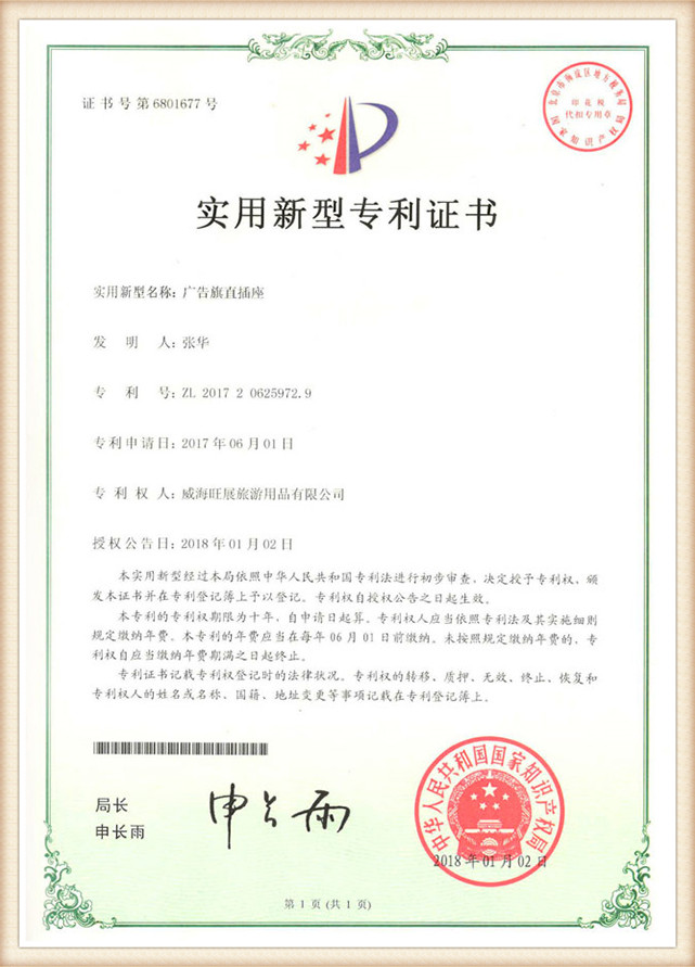 Value Ground Spike - Patent Certificate